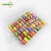 Large capacity 50 macaron dessert clear plastic clamshell blister tray packaging box for display